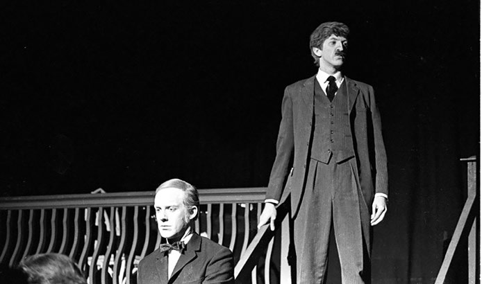 Thomson, right, as the Mayor in “The Visit” at the U of T Glen Morris Theatre (now the Luella Massey Studio Theatre), 1968
