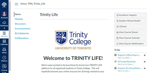 Screen capture of Trinity Life on Quercus