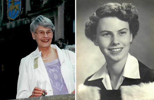 Joyce Sowby at Reunion in 2000 and in 1950