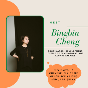 Bingbin Cheng with text Meet Bingbin Cheng