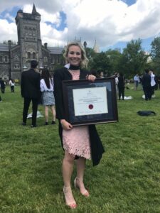 Samantha Melsom, a 2019 UofT graduate, who completed the ES&L stream in first year.
