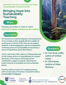 Event poster for Bringing Hope into Sustainability Teaching