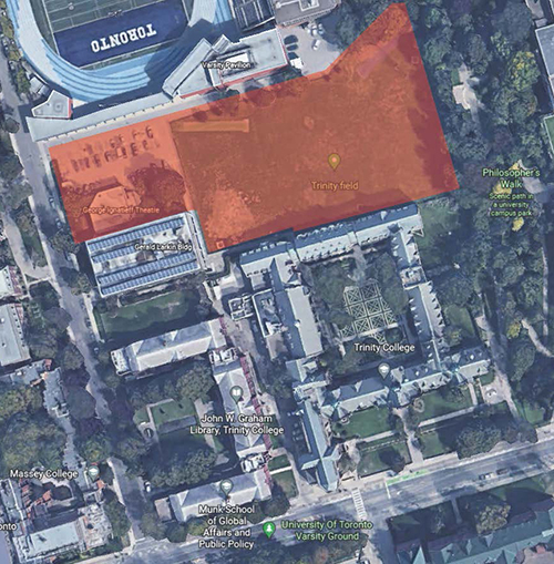 Approximate location of construction zone, aerial view