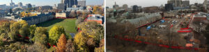 View of construction site, Fall 2022 vs Feb 16 2023