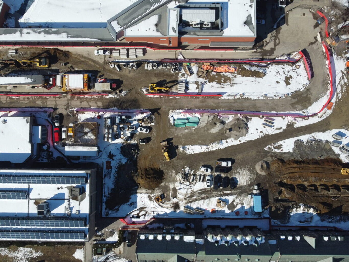Aerial view of the construction site: March 8, 2023