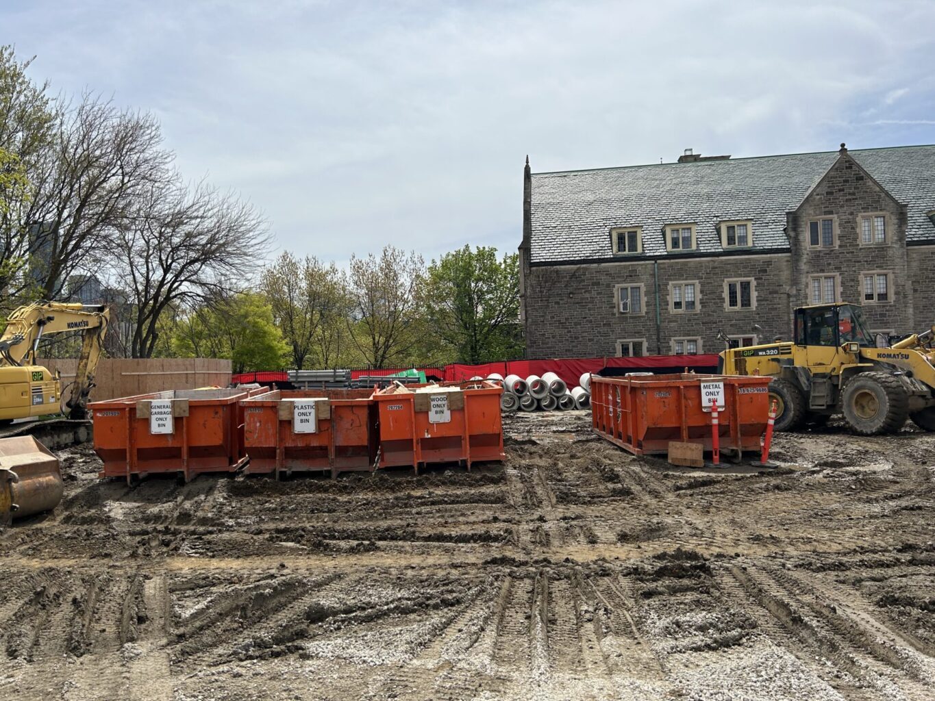 Construction site: Trinity backfield - site servicing, May 8, 2023 - waste streamlining
