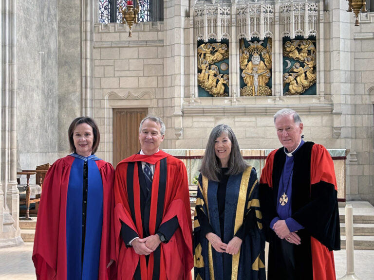 Faculty of Divinity Convocation: Class of 2023 - Dean, Chancellor, Provost and Honoree Fred Hiltz in the Chapel