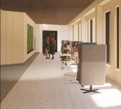 Rendering of the new lounge connecting to the George Ignatieff Theatre