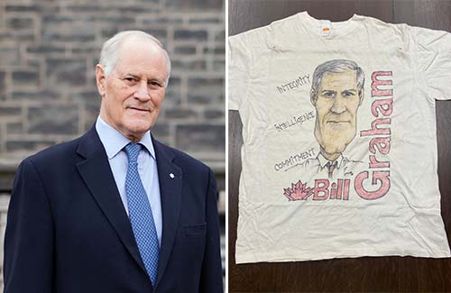 Bill Graham and t-shirt with Bill Graham (cartoon)