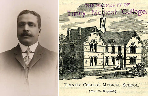 Arthur Schmitz Schadd and illustration of Trinity Medical School