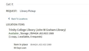 Image of book availability as it appears in library search