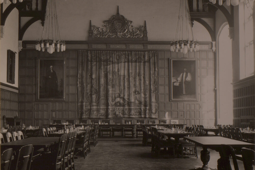 Sepia toned picture of Strachan Hall