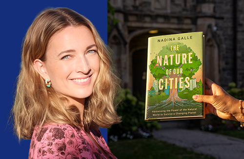 Author Dr. Nadina Galle beside her book 