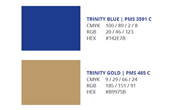 Trinity College Blue and Gold Brand Colours