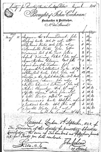 Invoice for First Book of Common Prayer