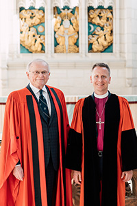 Honorees Kevin Robertson and John Goodwin in the Chapel prior to Divinity Convocation 2018
